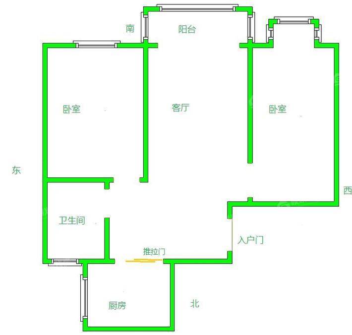 嘉禾一方二期2室2厅1卫98㎡