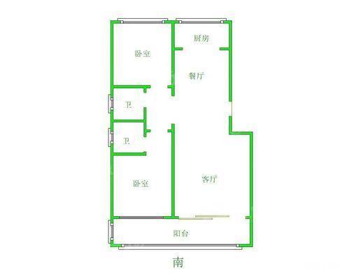 孔雀城B区2室2厅2卫109㎡