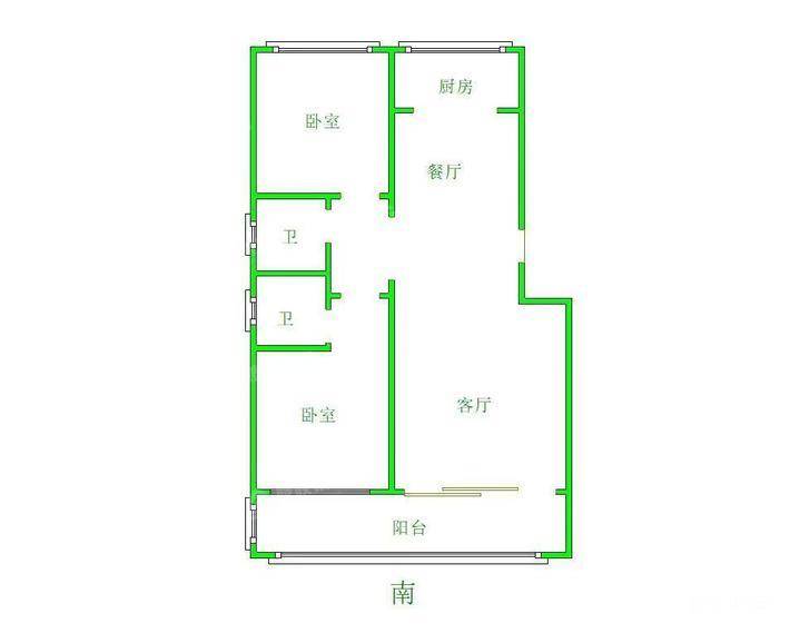 孔雀城B区2室2厅2卫109㎡