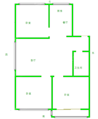 轻纺宿舍3室2厅1卫95㎡
