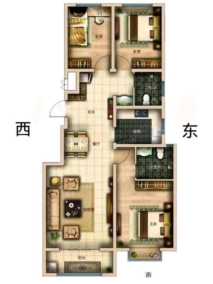 运河樾府3室2厅2卫120㎡
