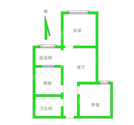 万润绿景园2室2厅1卫56㎡