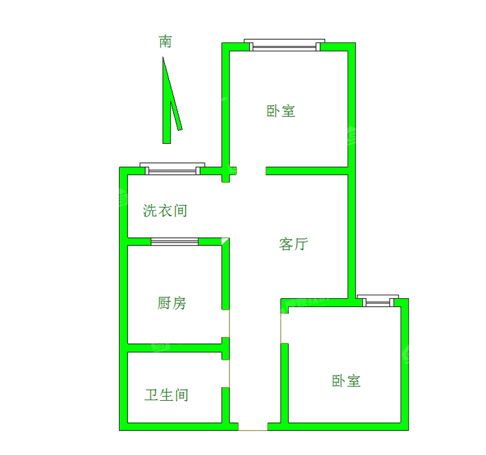 万润绿景园2室2厅1卫56㎡