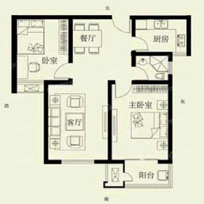 万泰丽景西区2室2厅1卫85㎡