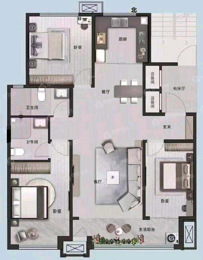 颐和尚城三区3室2厅2卫128㎡
