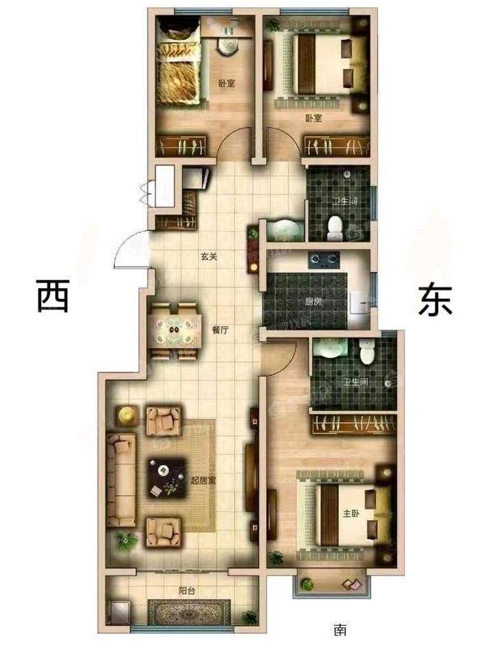 运河樾府3室2厅2卫125㎡