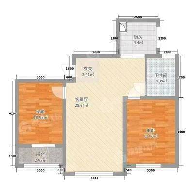 塞纳左岸2室2厅1卫96㎡