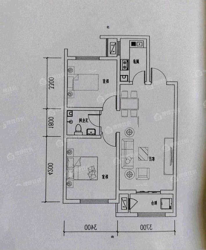 一世界书香华府2室2厅1卫91㎡