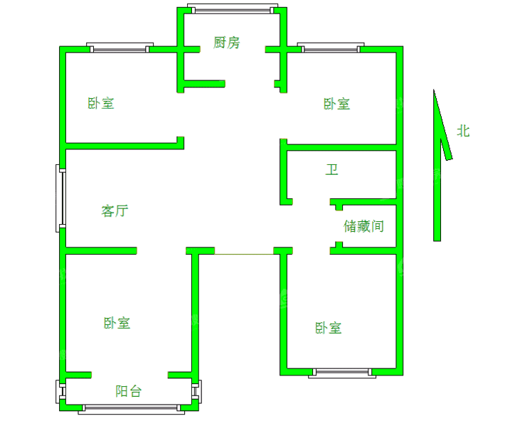 电厂宿舍4室2厅1卫126㎡