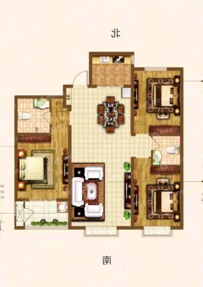 龙岸清华3室2厅2卫131㎡