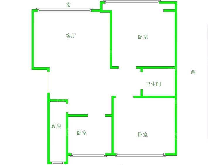 龙岸清华3室2厅1卫120㎡