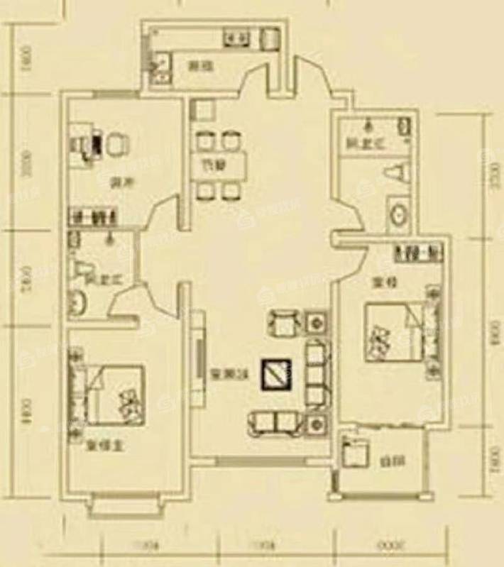 天成郡府东区3室2厅1卫130㎡