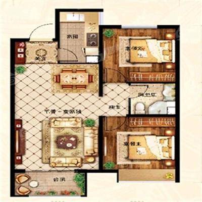 天成明月洲东区2室2厅1卫90㎡