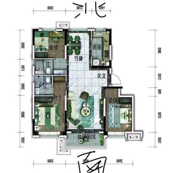 锦熙府3室2厅1卫128㎡