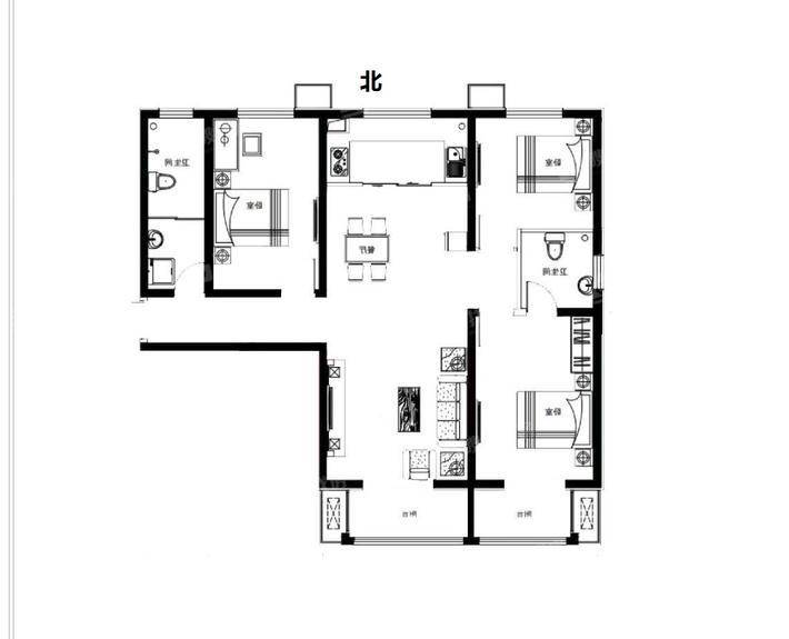 三里家园3室2厅2卫127㎡