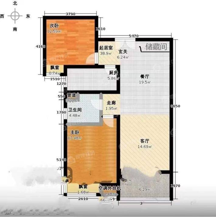 鼓楼上城西院2室2厅1卫106㎡