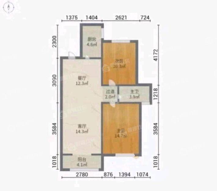 世纪家园2室2厅1卫94㎡