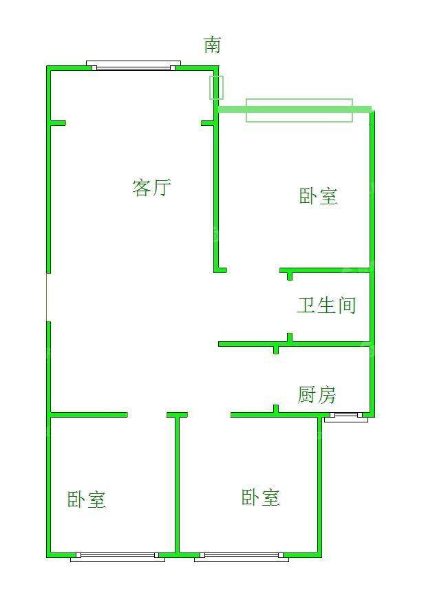 龙岸清华3室2厅1卫115㎡