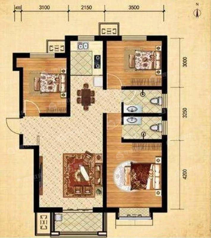 凤凰城（B区）3室2厅2卫119㎡