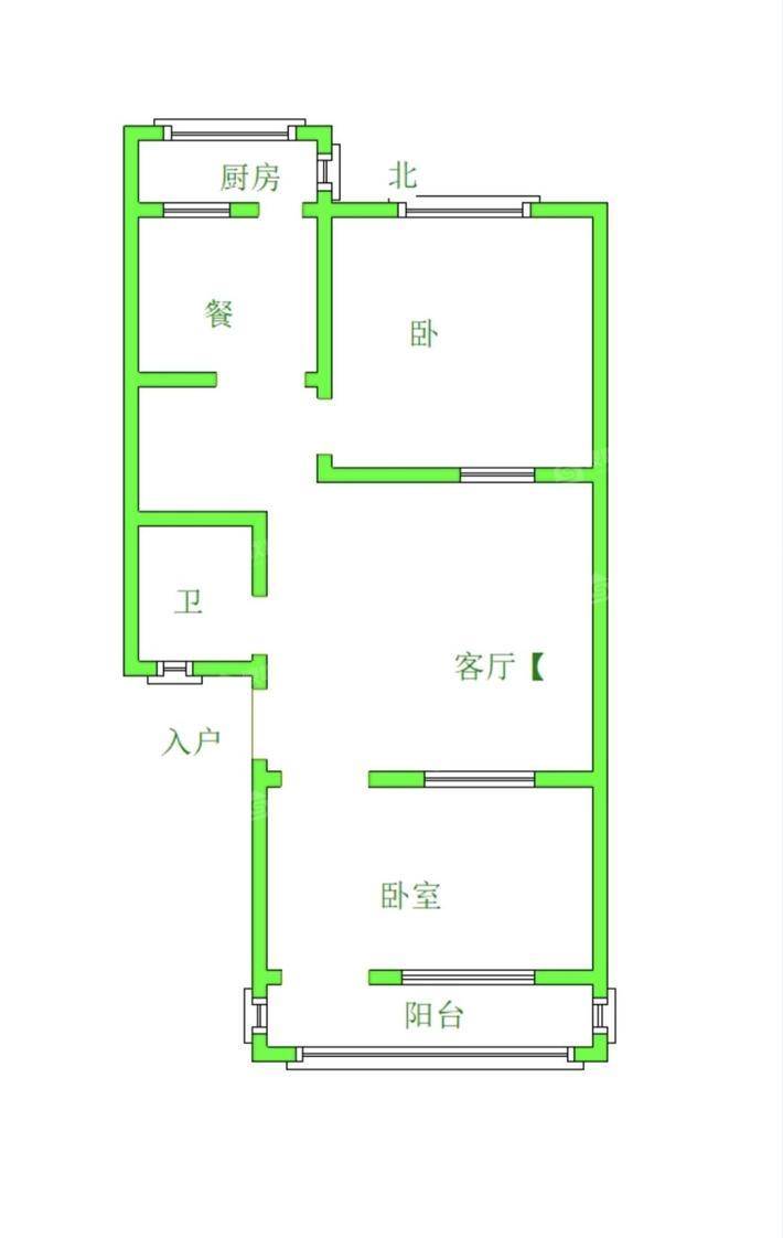 朝阳一区2室2厅1卫63㎡