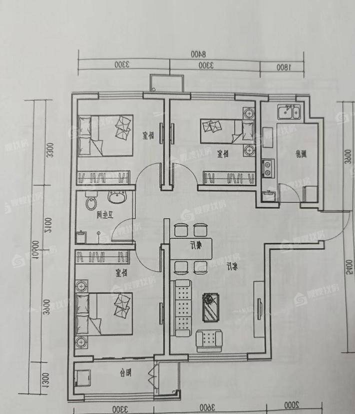流津时代北区（6）3室2厅1卫105㎡