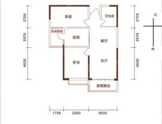 恒大城（商品房）2室2厅1卫96㎡