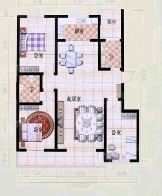 孔雀城B区3室2厅2卫134㎡