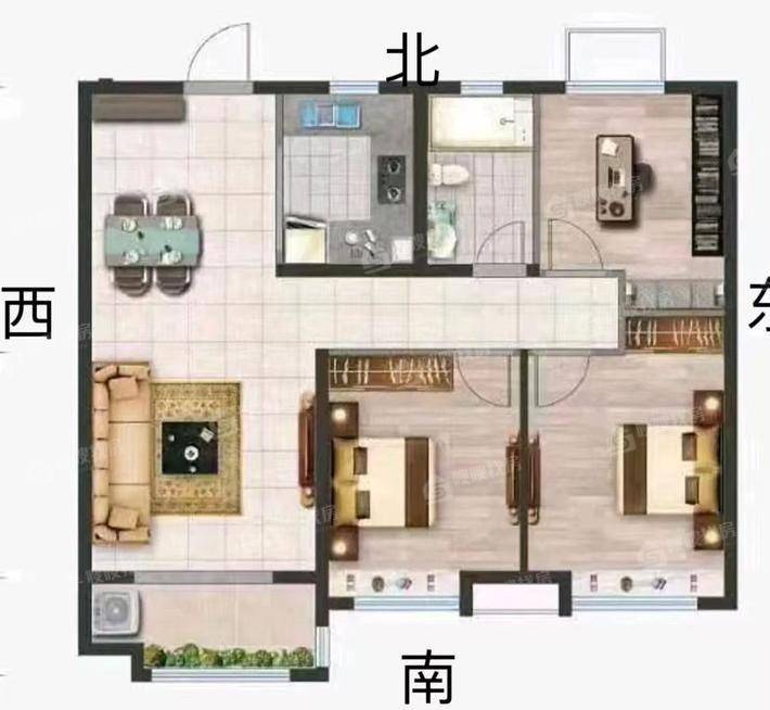 保利罗兰春天2室1厅1卫105㎡