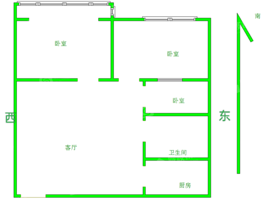 东方世纪城西区南3室2厅1卫91㎡