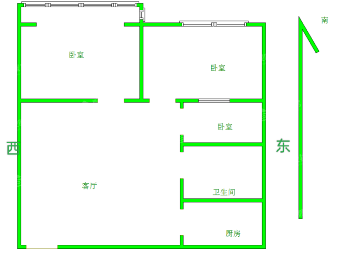 东方世纪城西区南3室2厅1卫91㎡