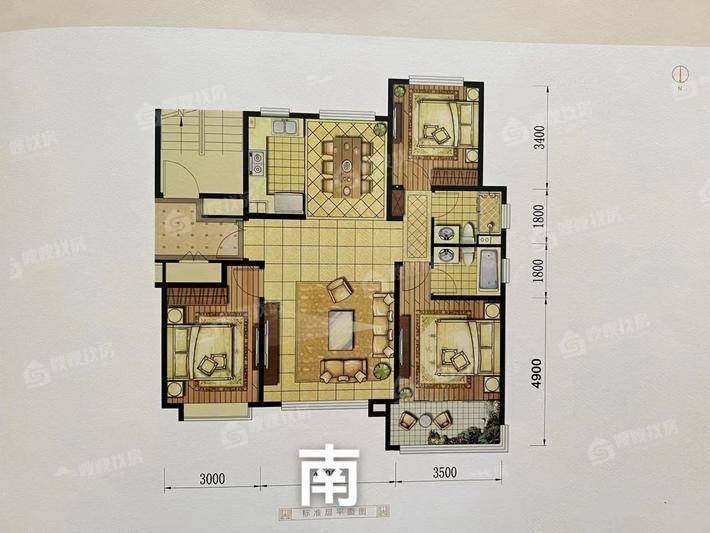 天成岭秀岭贤府3室2厅2卫122㎡