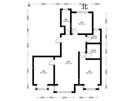 御河新城东区3室2厅2卫119㎡