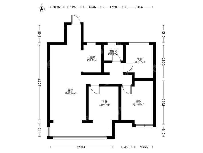 吾悦华府3室2厅1卫110㎡