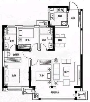吾悦华府3室2厅2卫120㎡
