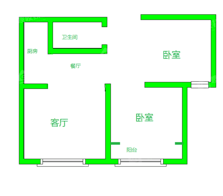 众和凤凰城2室2厅1卫79㎡
