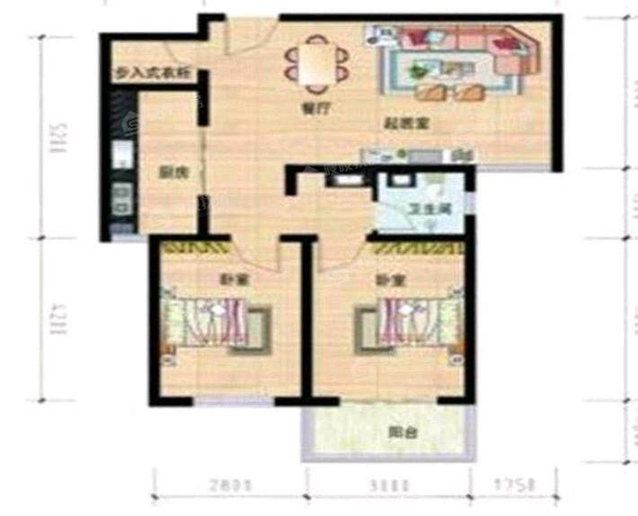 凤凰城（A区）2室2厅1卫90㎡