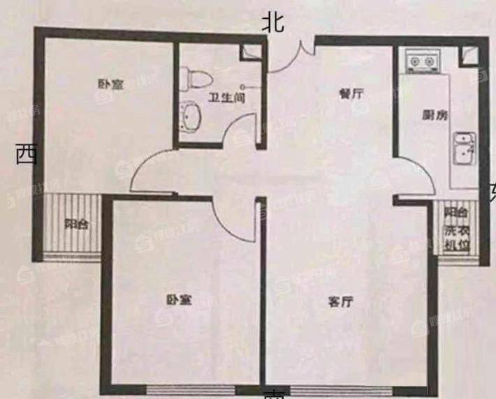 御河新城西区2室2厅1卫73㎡