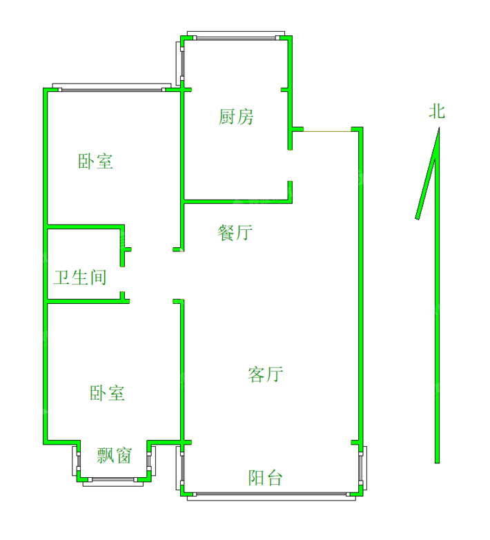 金域华庭2室2厅1卫95㎡