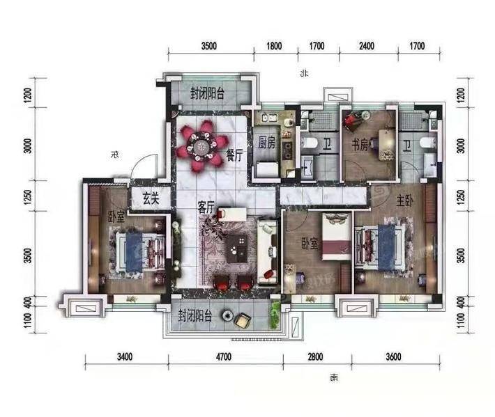 锦熙府4室2厅2卫148㎡