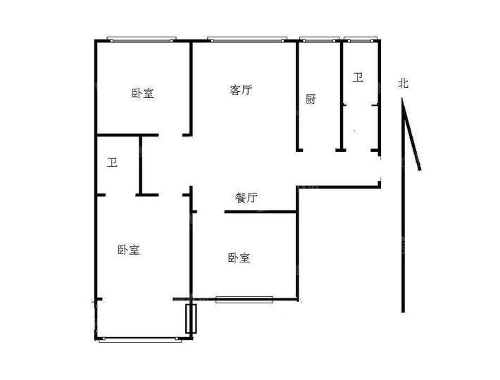 三里家园3室1厅1卫108㎡