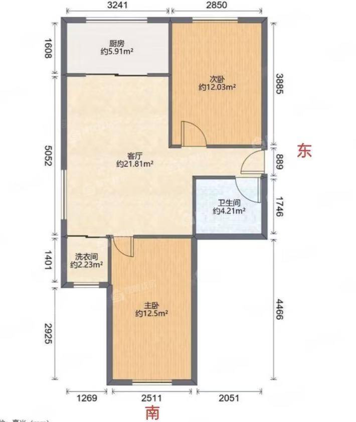 御河新城西区2室2厅1卫88㎡