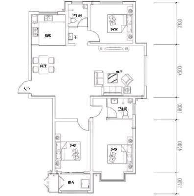 世纪家园3室2厅2卫135㎡