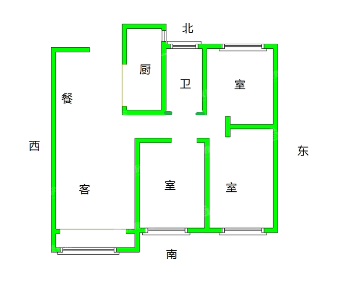 保利花园3室2厅1卫106㎡