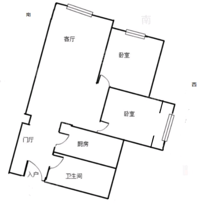 鼓楼上城西院2室1厅1卫86㎡