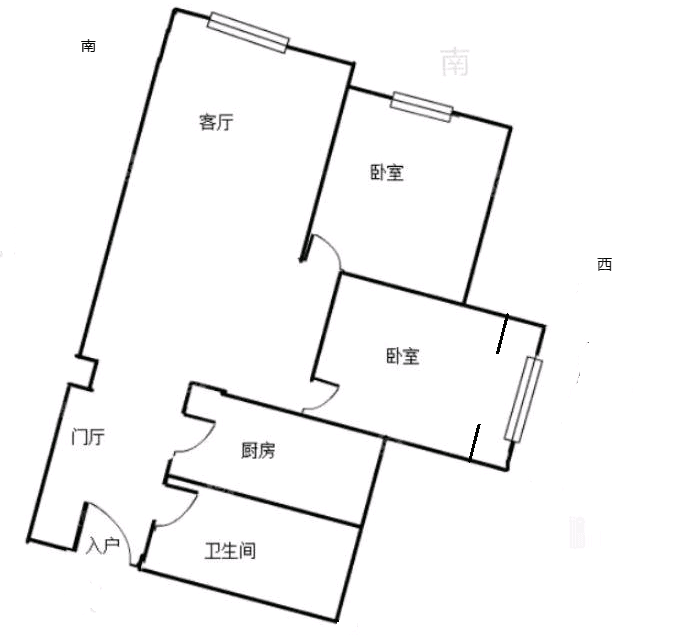 鼓楼上城西院2室1厅1卫86㎡