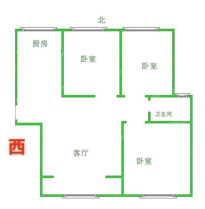 万润绿景园3室2厅1卫115㎡