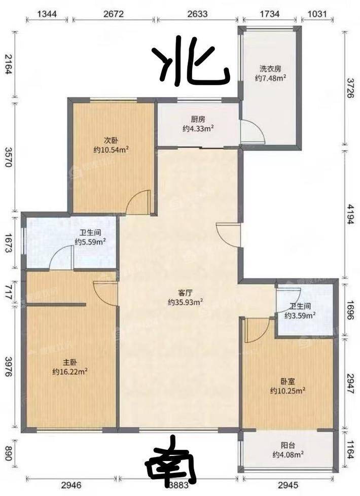 天成熙园三期3室2厅2卫125㎡