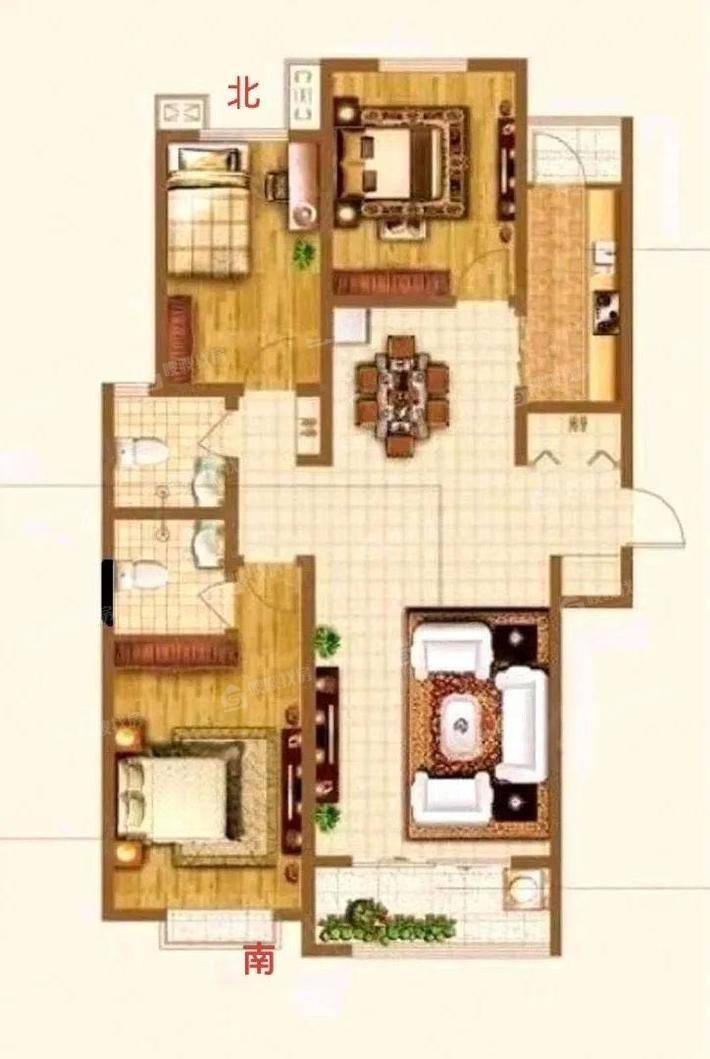 龙岸清华3室2厅2卫137㎡