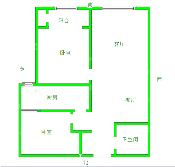 天成郡府西区2室2厅1卫88㎡