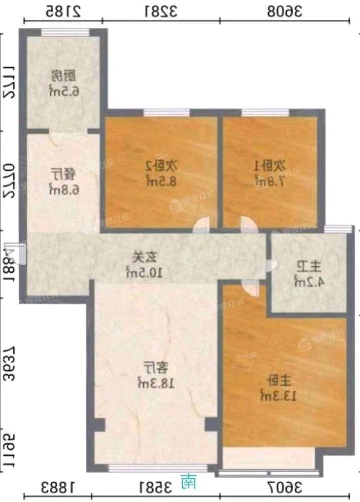 禧福荷堂A区3室2厅1卫114㎡